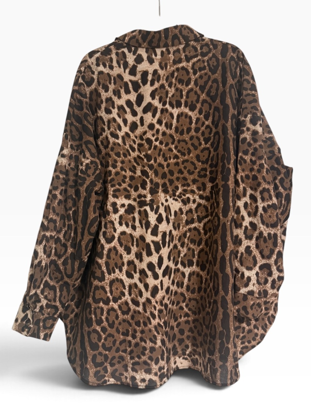 Dressed in LALA Soul Searching Ultra Oversized Button Up in Leopard Size S/M - Picture 7 of 10